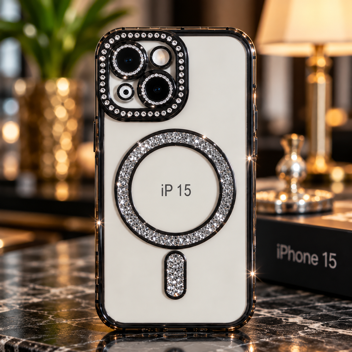 iPhone 15 Clear Glitter MagSafe Ring Case