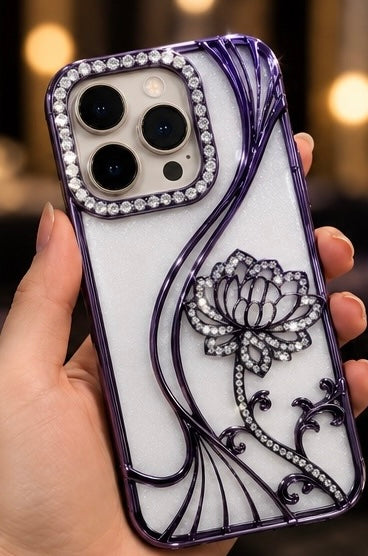 iPhone 15 Pro Max Flower Clear Glitter MagSafe Ring Case