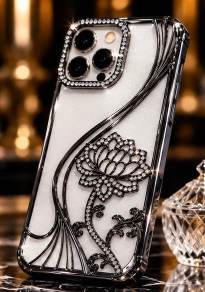 iPhone 15 Pro Flower Clear Glitter MagSafe Ring Case