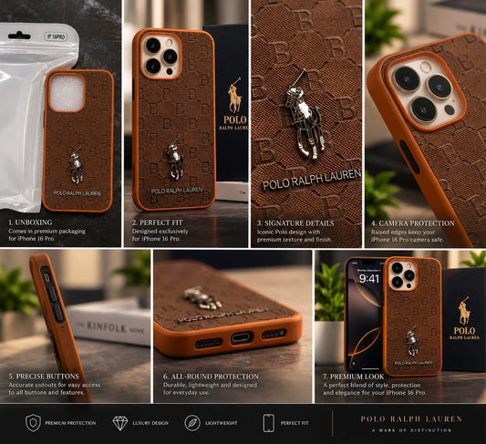 iPhone 16 Pro Premium Polo Ralph Lauren Style Luxury Protective Case