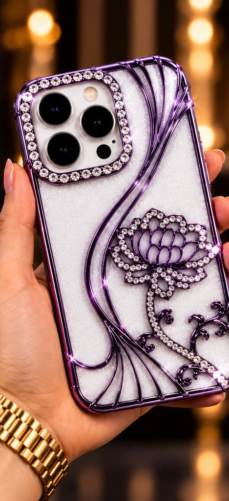 iPhone 16 Pro Flower Clear Glitter MagSafe Ring Case