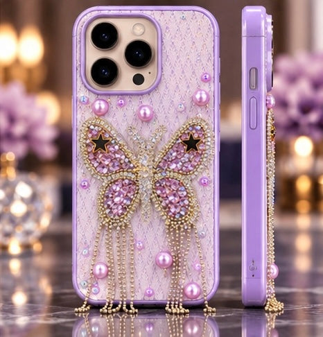 iPhone 15 Pro Luxury Butterfly Crystal Bling Case