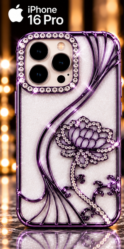 iPhone 16 Pro Flower Clear Glitter MagSafe Ring Case