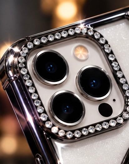 iPhone 15 Pro Flower Clear Glitter MagSafe Ring Case