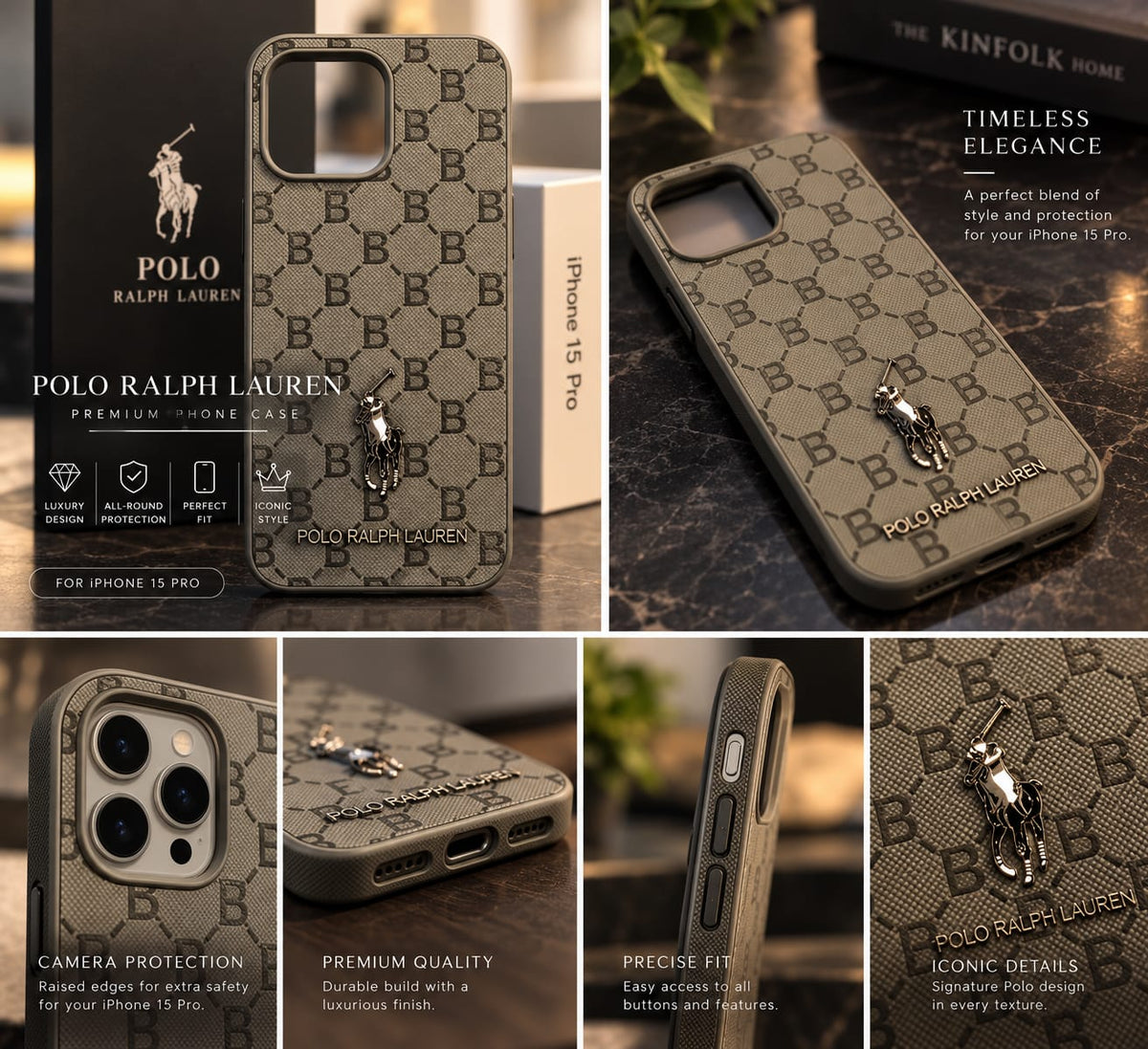 iPhone 15 Pro Premium Polo Ralph Lauren Style Luxury Protective Case