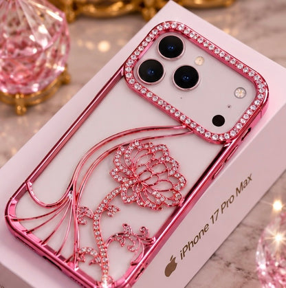 iPhone 17 Pro Max Flower Clear Glitter MagSafe Ring Case