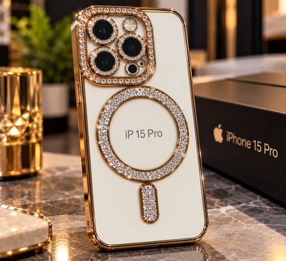 iPhone 15 Pro Clear Glitter MagSafe Ring Case