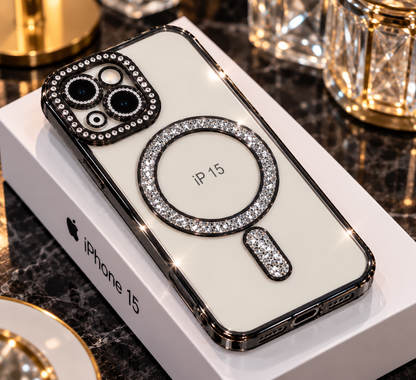 iPhone 15 Clear Glitter MagSafe Ring Case