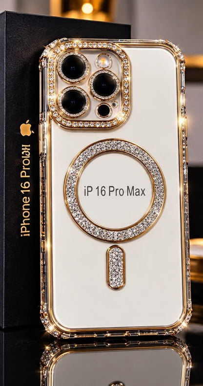 iPhone 16 Pro Clear Glitter MagSafe Ring Case