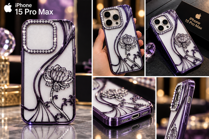 iPhone 15 Pro Max Flower Clear Glitter MagSafe Ring Case