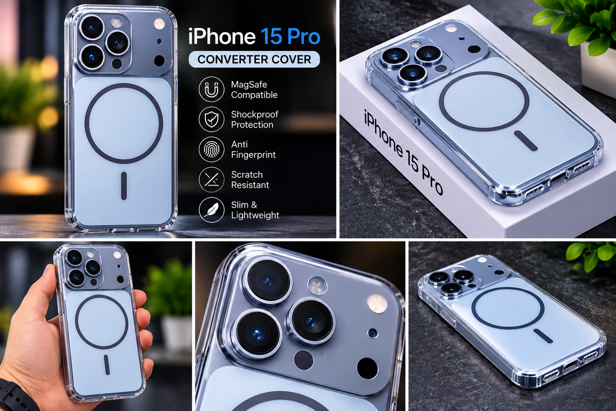 iPhone 15 Pro Converter Cover MagSafe Compatible Shockproof Protective Case