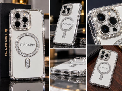 iPhone 16 Pro Clear Glitter MagSafe Ring Case