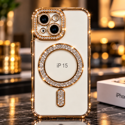 iPhone 15 Clear Glitter MagSafe Ring Case