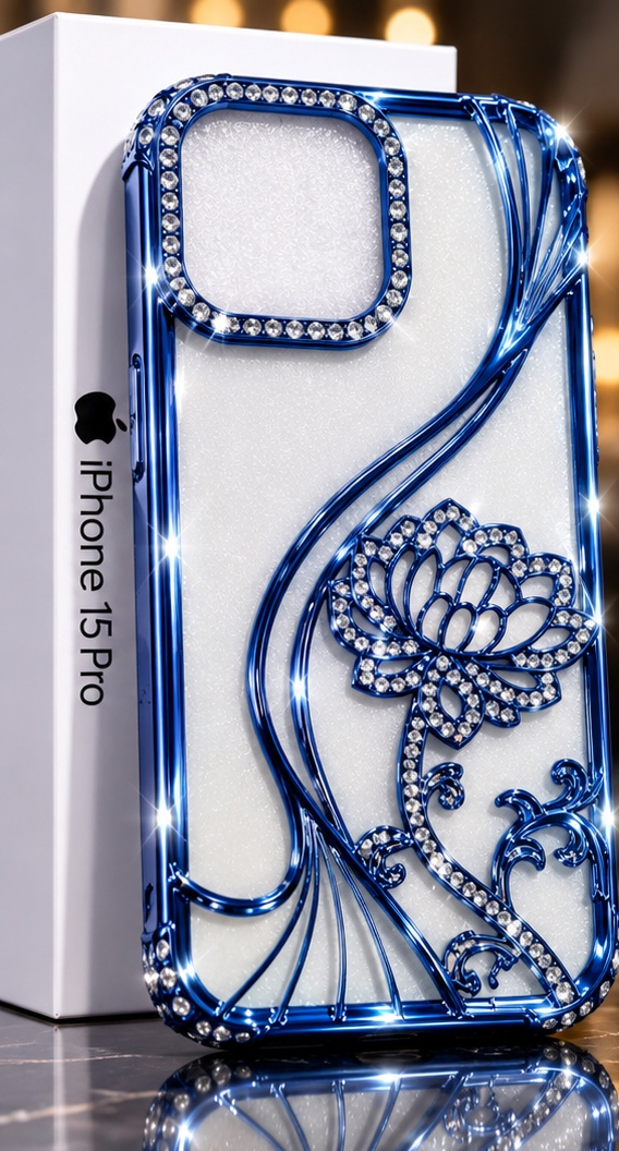 iPhone 15 Pro Flower Clear Glitter MagSafe Ring Case