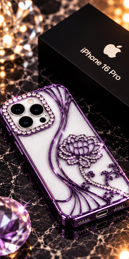 iPhone 16 Pro Flower Clear Glitter MagSafe Ring Case