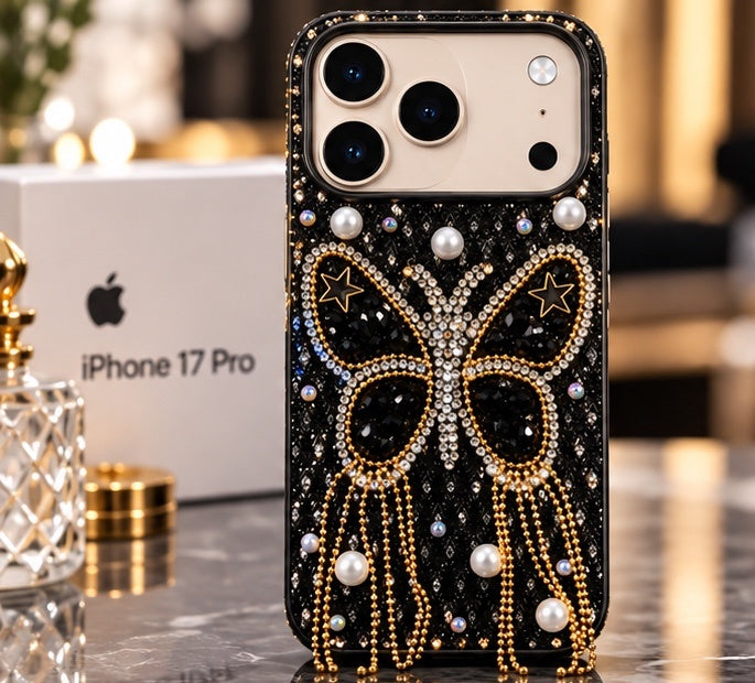 iPhone 17 Pro Luxury Butterfly Crystal Bling Case