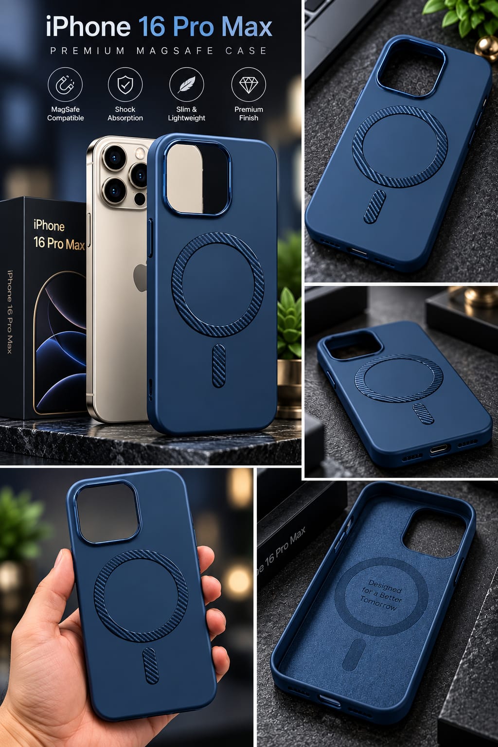 iPhone 16 Pro Max MagSafe Slim Matte Compatible Shockproof Case