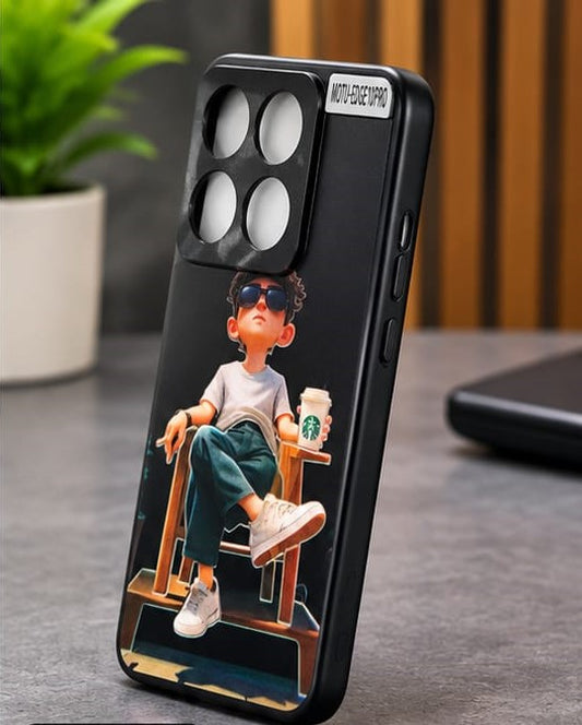 Motorola Edge70 Pro Cool Boy Lifestyle Graphic Premium Phone Case – Black