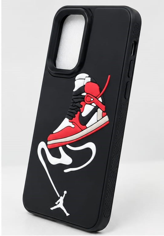 Samsung Galaxy A16 Black & Red High-Top Sneaker Phone Case